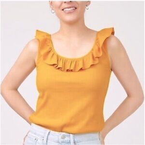 J Crew Brand Ruffle Round Neck Orange Sunkiss Blouse Boho Bohemian